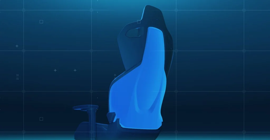 Le dossier du fauteuil gaming RECARO Exo est conçu pour isoler les joueurs de leur environnement, afin qu'ils puissent se concentrer pleinement sur le jeu.