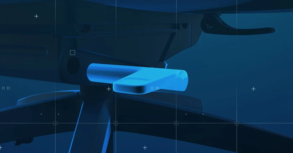 Lever on the left under the seat cushion to adjust the seat tilt of the RECARO Exo.